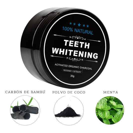 Blanqueador con carbón activo vegano + cepillo de bambú