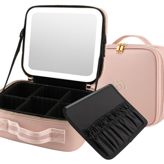 Organizador de maquillaje portátil con espejo LED