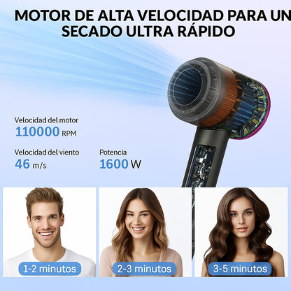 Secador de pelo profesional con cabezales imantados
