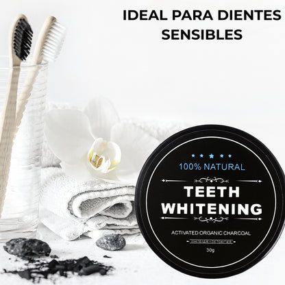 Blanqueador con carbón activo vegano + cepillo de bambú